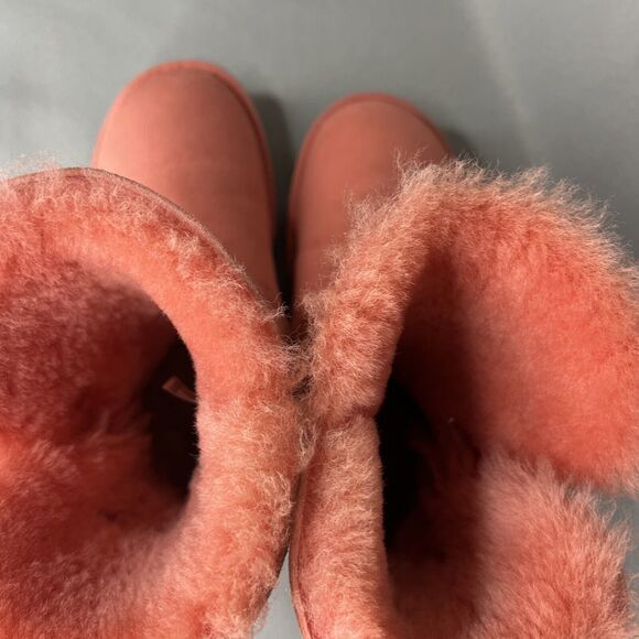 Womens UGG Boots Pink Coral Kimono Bailey Button Flower Rare Limited-Edition Sz6 - Picture 13 of 16